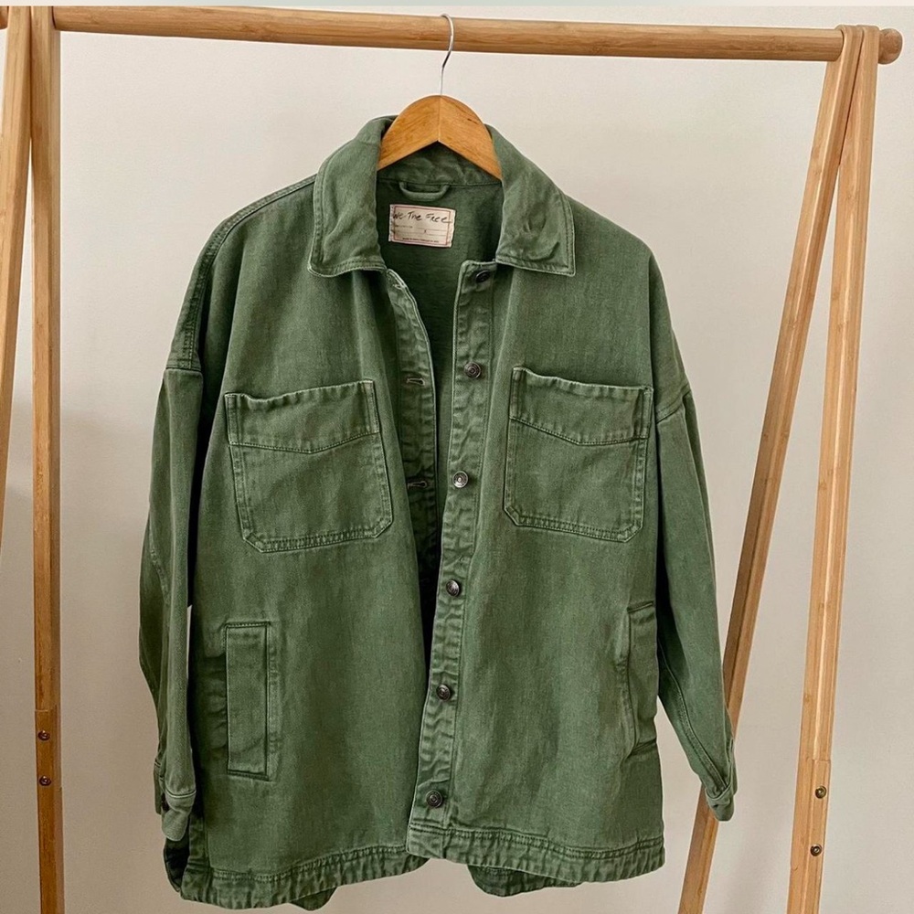 Free People We The Free Madison City Denim Jacket in Army Green - S